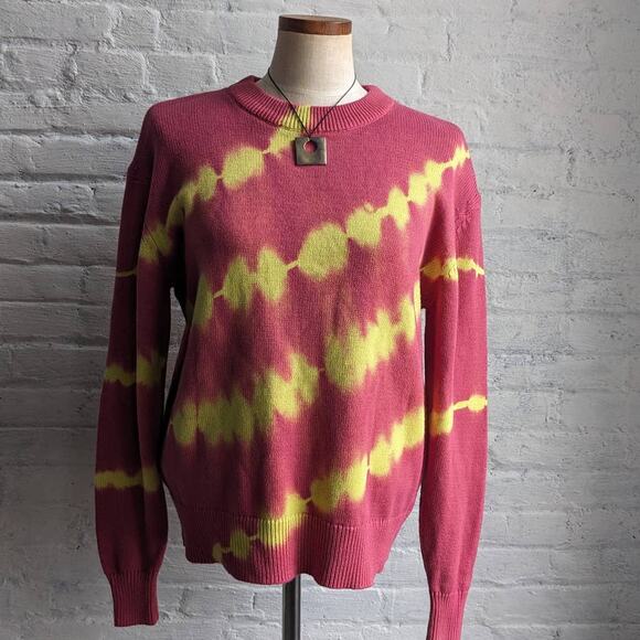 Urban Outfitters Barbie Pink Retro Sweater Trippy Psychedelic Swirl Tie Dye Knit - Picture 3 of 8